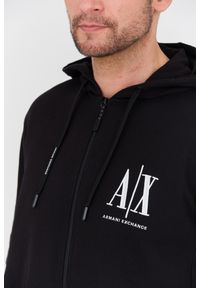 Armani Exchange - ARMANI EXCHANGE Czarna męska bluza z kapturem, Rozmiar M. Typ kołnierza: kaptur. Kolor: czarny #5