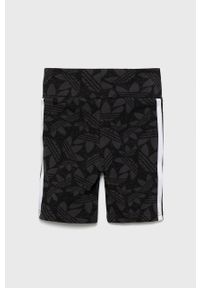 adidas Originals szorty dziecięce kolor czarny z aplikacją. Kolor: czarny. Materiał: bawełna. Wzór: aplikacja