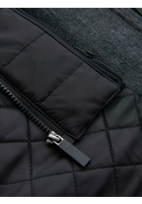 Ombre Clothing - Męski płaszcz zimowy z wełną i pikowaną podpinką – grafitowy melanż V1 OM-COWC-0116 - XXL. Kolor: szary. Materiał: wełna. Wzór: melanż. Sezon: zima #3