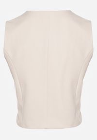 Renee - Beżowa Kamizelka w Stylu Garniturowym z Imitacją Kieszonek Odinen. Kolor: beżowy. Styl: elegancki #8