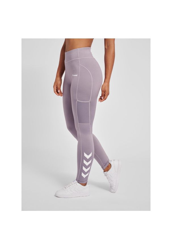 Damskie legginsy mid-rise Hummel MT Chipo. Kolor: fioletowy, niebieski, wielokolorowy. Sport: fitness