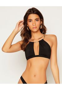 BEACH BUNNY - Top od bikini Madison. Kolor: czarny. Materiał: materiał. Wzór: aplikacja #1