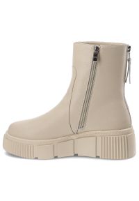 Beżowe Botki Cambell Stylowe Obuwie Damskie Na Platformie. Zapięcie: zamek. Kolor: beżowy. Materiał: skóra. Obcas: na platformie. Styl: elegancki #3