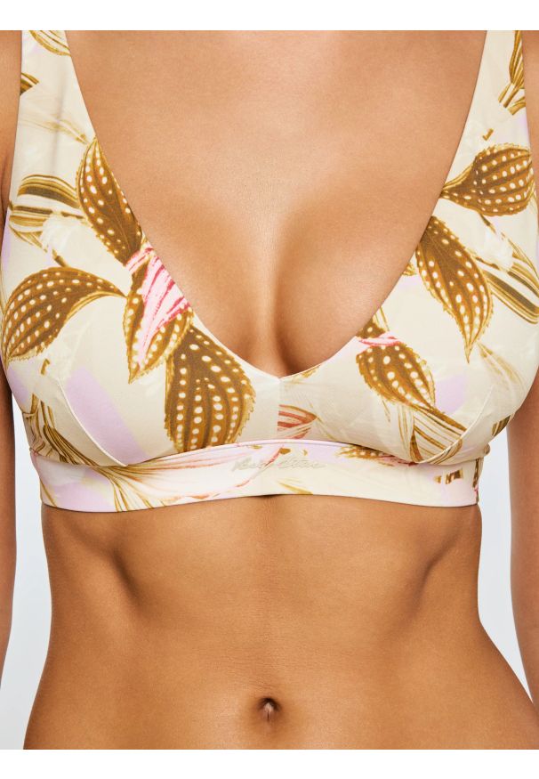 Big-Star - Góra od kostiumu kąpielowego w roślinny wzór perłowy Morra 103. Kolor: kremowy. Materiał: materiał. Wzór: nadruk