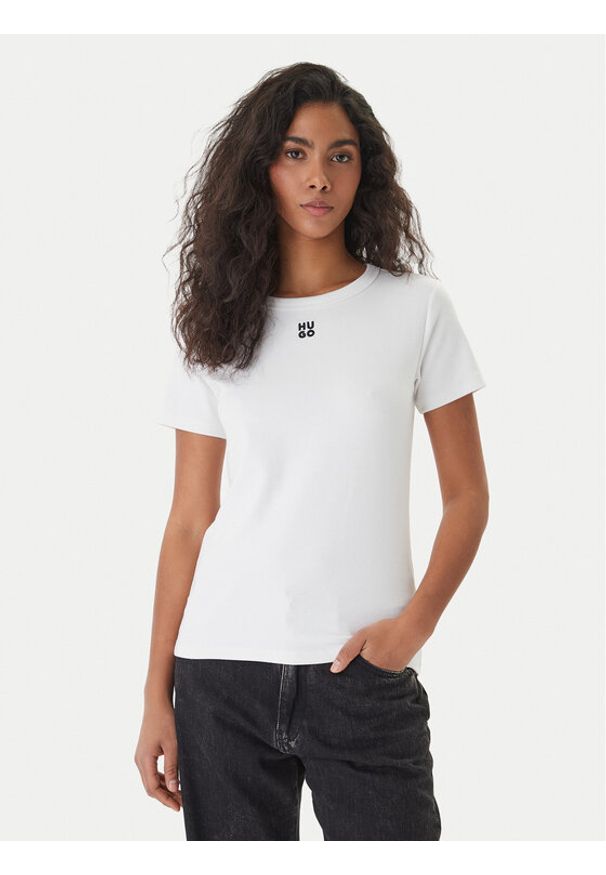 Hugo - HUGO T-Shirt Deloris 50512002 Biały Regular Fit. Kolor: biały. Materiał: bawełna