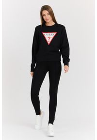 Guess - GUESS Czarna damska bluza z dużym logo Original Fleece, Rozmiar M. Okazja: na co dzień. Kolor: czarny. Materiał: bawełna, materiał. Styl: casual #6