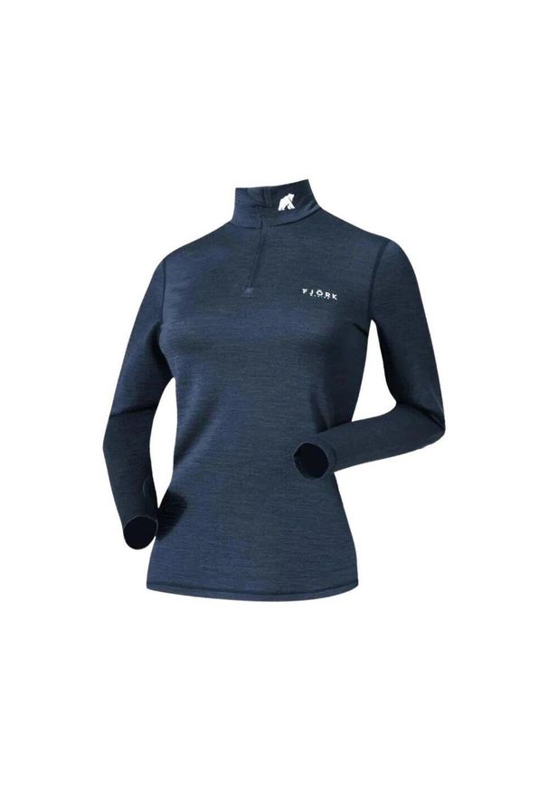 FJORK MERINO - Koszulka z długim rękawem damska 100% wełny merynosów - Bjork 210. Kolor: niebieski. Materiał: wełna. Długość rękawa: długi rękaw. Długość: długie
