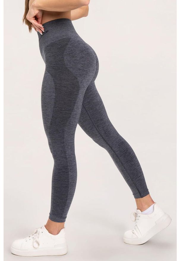 GYM GLAMOUR - Legginsy fitness damskie Gym Glamour seamless. Kolor: szary. Sport: fitness