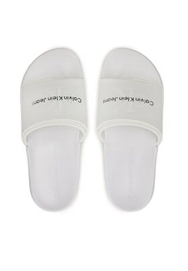 Calvin Klein Jeans Klapki Slide Monogram Tpu YM0YM00361 Biały. Kolor: biały