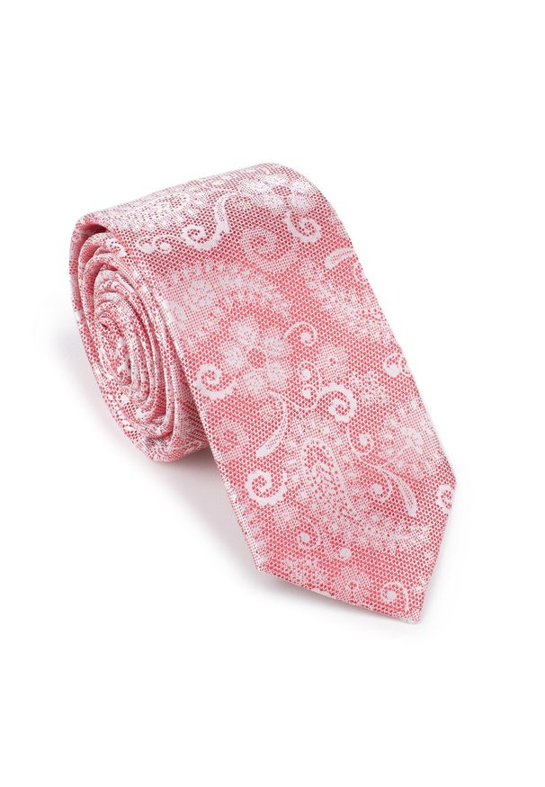 Wittchen - Krawat jedwabny wzorzysty biało-czerwony. Kolor: biały, czerwony, wielokolorowy. Materiał: jedwab. Styl: klasyczny, elegancki