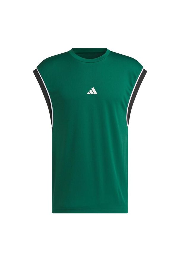 Adidas - Koszulka adidas Basketball All-World Sleeveless Tank. Kolor: zielony, czarny, wielokolorowy. Materiał: materiał. Długość rękawa: bez rękawów. Sport: koszykówka