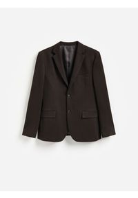 Reserved - Marynarka slim fit z dodatkiem wiskozy - ciemnobrązowy. Kolor: brązowy. Materiał: wiskoza #1