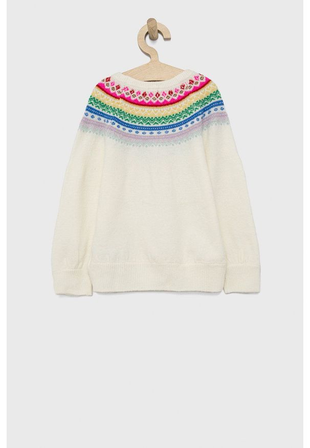 GAP Sweter dziecięcy kolor beżowy lekki. Kolor: beżowy. Materiał: dzianina. Długość rękawa: raglanowy rękaw
