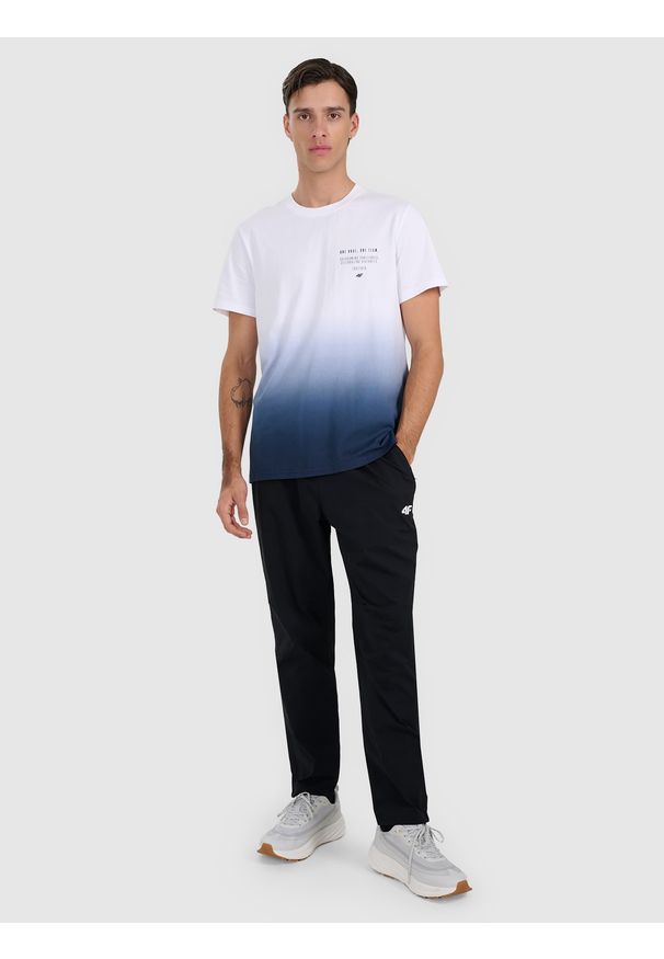 4f - 4F T-shirt regular z nadrukiem męski - granatowy S. Okazja: na co dzień. Kolor: niebieski. Materiał: materiał, bawełna. Wzór: nadruk. Styl: casual