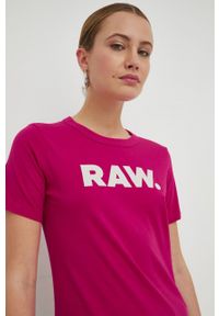 G-Star RAW - G-Star Raw t-shirt bawełniany kolor różowy. Okazja: na co dzień. Kolor: różowy. Materiał: bawełna. Wzór: nadruk. Styl: casual