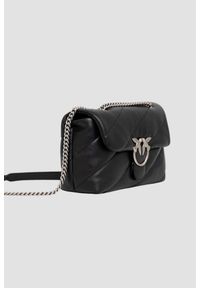 Pinko - PINKO Czarna listonoszka ze srebrnymi okuciami damska Love Puff Classic. Kolor: czarny. Styl: elegancki, klasyczny #4
