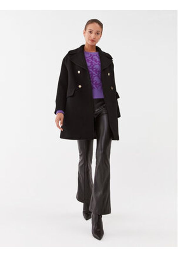 Pinko Płaszcz wełniany Effetto 101747 Y7DY Czarny Regular Fit. Kolor: czarny. Materiał: wełna