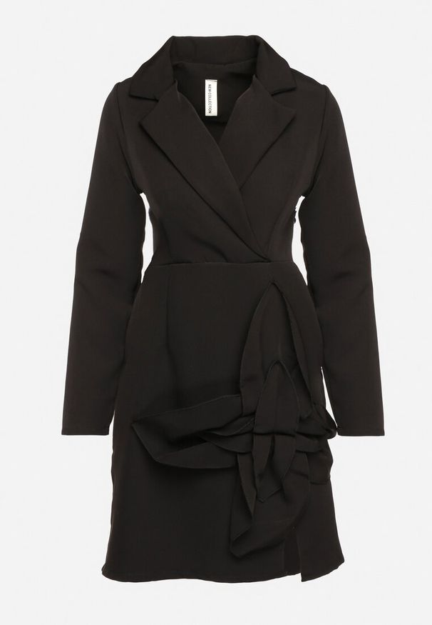 Born2be - Czarna Marynarkowa Sukienka Mini z Kopertową Górą Nivrade. Kolor: czarny. Typ sukienki: kopertowe. Długość: mini