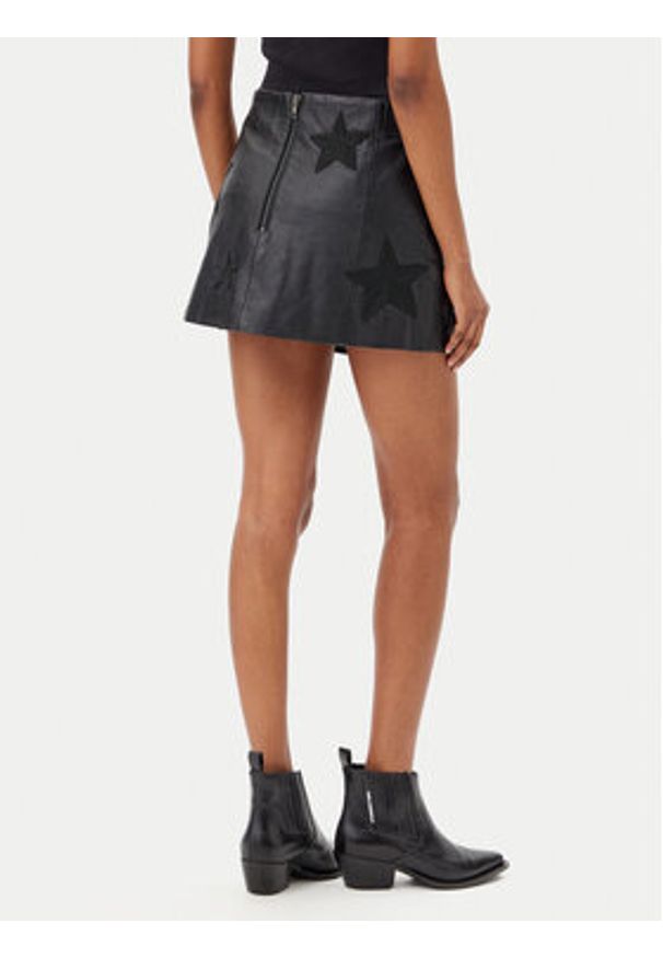 One Teaspoon Spódnica skórzana Embellished Star 27138 Czarny Regular Fit. Kolor: czarny. Materiał: skóra