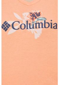 columbia - Columbia t-shirt damski kolor pomarańczowy. Kolor: pomarańczowy. Wzór: nadruk #4