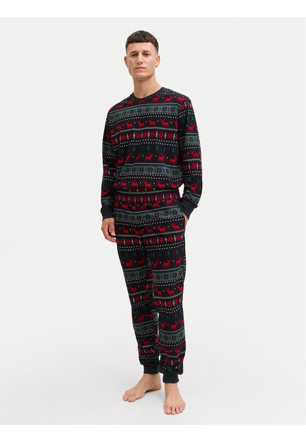 Jack & Jones Piżama Tristan 12285375 Czarny Loose Fit. Kolor: czarny. Materiał: syntetyk