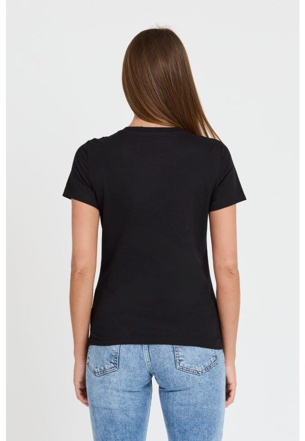 Guess - GUESS Czarny damski T-shirt bawełnany STONES&EMBRO TEE, Rozmiar M. Kolor: czarny
