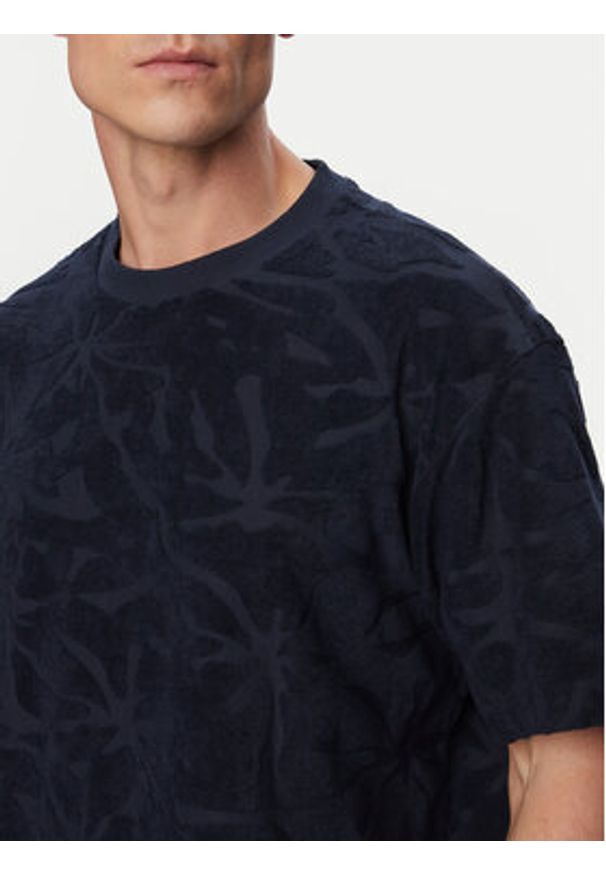 BOSS T-Shirt Flower 50559227 Granatowy Regular Fit. Kolor: niebieski. Materiał: bawełna