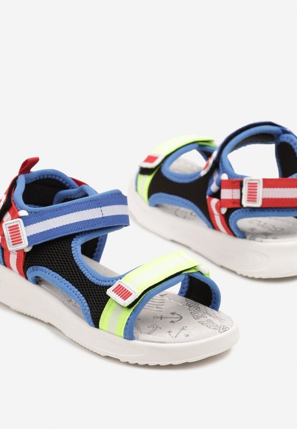Born2be - Niebiesko-Zielone Sportowe Sandały ze Skórzaną Wkładką Dovanele. Zapięcie: rzepy. Kolor: niebieski. Materiał: skóra. Sezon: lato. Styl: sportowy