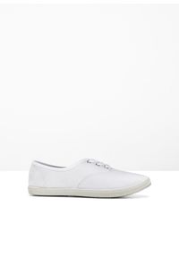 bonprix - Sneakersy z bawełnianego płótna. Kolor: biały. Materiał: bawełna. Sezon: lato #1