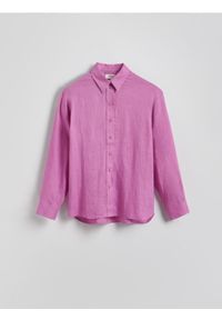 Reserved - Lniana koszula - fioletowy. Kolor: fioletowy. Materiał: len #1