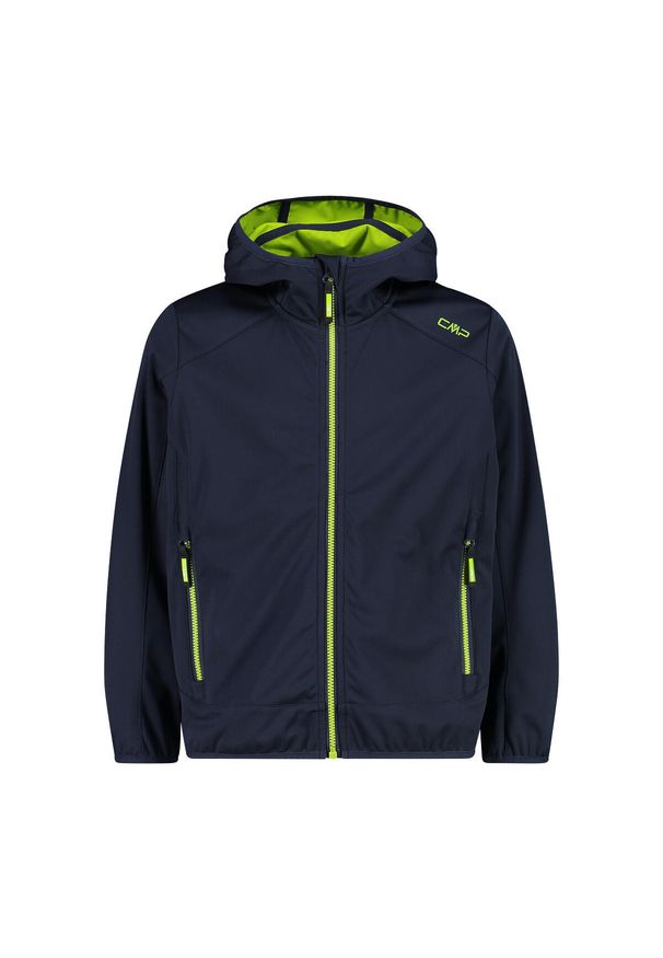 Kurtka z kapturem dla dziecka CMP. Typ kołnierza: kaptur. Kolor: niebieski, wielokolorowy, zielony. Materiał: softshell. Styl: sportowy
