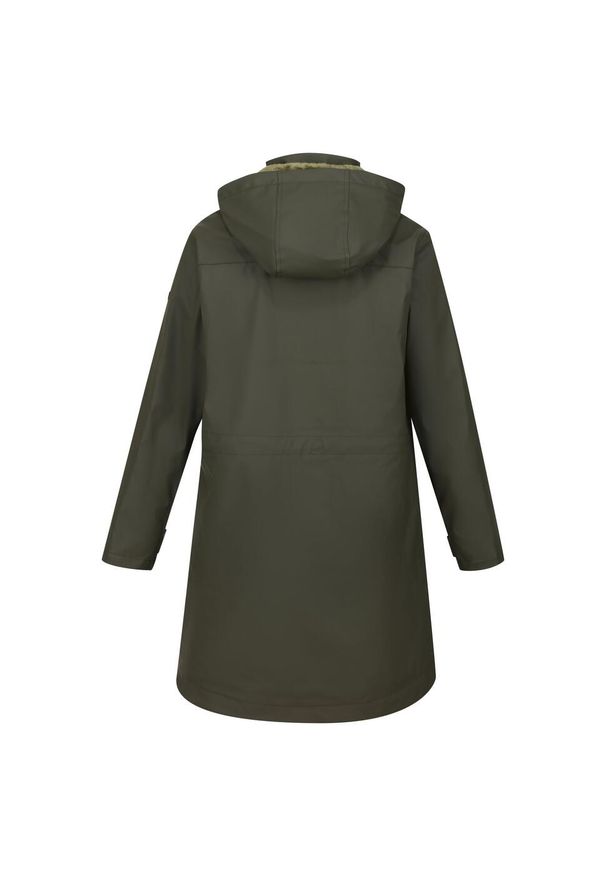 Kurtka turystyczna damska Fantina Regatta parka z kapturem. Typ kołnierza: kaptur. Kolor: zielony. Materiał: puch. Sport: turystyka piesza