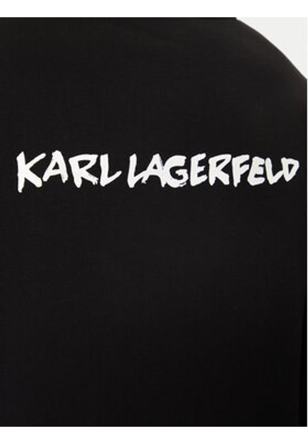 Karl Lagerfeld - KARL LAGERFELD Bluza 705445 544908 Czarny Regular Fit. Typ kołnierza: dekolt w karo. Kolor: czarny. Materiał: syntetyk, bawełna