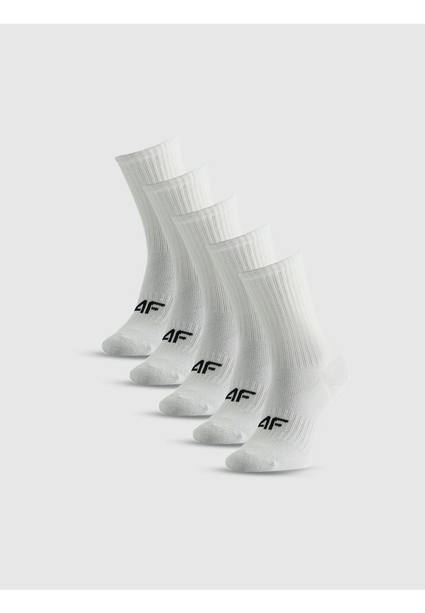 4f - 4F Skarpetki długie (5-pack) dziewczęce - białe 35-37. Kolor: biały. Materiał: materiał