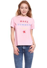 Wrangler - WRANGLER T SHIRT DAMSKI SUMMER TEE ROSE SHADOW W7366EVS8. Wzór: napisy #5