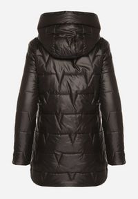 Born2be - Czarna Pikowana Kurtka Przejściowa z Bocznymi Suwakami i Kapturem Soralessa. Okazja: na co dzień, do pracy, na spotkanie biznesowe. Kolor: czarny. Materiał: dzianina, jeans. Długość rękawa: długi rękaw. Długość: długie. Styl: biznesowy, casual #2