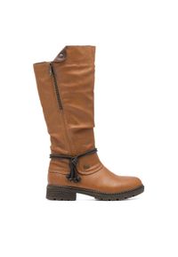 Rieker Kozaki Z4758-24 Brązowy. Kolor: brązowy. Materiał: materiał #1