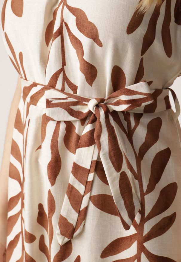 Born2be - Beżowa Pudełkowa Sukienka Wiskozowa Bez Rękawów z Wiązanym Paskiem Fontalin. Okazja: na co dzień, do pracy. Kolor: beżowy. Materiał: wiskoza. Długość rękawa: bez rękawów. Styl: boho, casual, elegancki