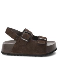 Big-Star - Sandały damskie Big Star, cholewka ze skóry naturalnej zamszowej z regulowanymi paskami na masywnej podeszwie o dobrej amortyzacji, brązowe, TT274236. Okazja: na co dzień. Zapięcie: pasek. Kolor: brązowy. Materiał: skóra, zamsz. Sezon: lato. Styl: casual, klasyczny, sportowy #2