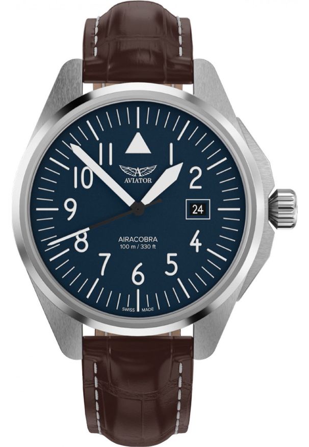 AVIATOR - Zegarek Aviator Zegarek męski Aviator V.1.38.0.317.4 brązowy. Kolor: brązowy