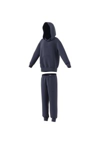 Adidas - Dziecięcy polarowy dres z kapturem adidas. Okazja: na uczelnię. Kolor: niebieski. Materiał: dresówka, polar