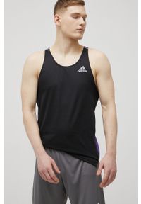 adidas Performance t-shirt do biegania H61163 kolor czarny. Kolor: czarny. Materiał: poliester, skóra, materiał #1