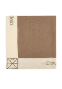 Calvin Klein Szal Linen Blend Emblem Pareo Scarf LV04F9021G Beżowy. Kolor: beżowy. Materiał: len #3
