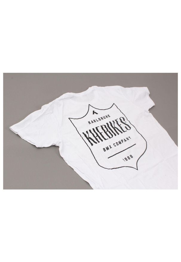 KHEBIKES - Koszulka KHE „Shield” rozmiar L. Kolor: biały. Materiał: bawełna. Sport: kolarstwo