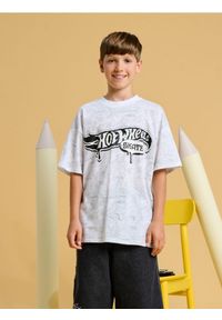 Sinsay - Koszulka Hot Wheels - biały. Kolor: biały. Materiał: bawełna. Wzór: nadruk #1