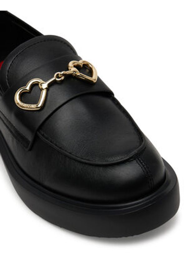 Love Moschino - LOVE MOSCHINO Loafersy JA10394G1MIA0000 Czarny. Kolor: czarny. Materiał: skóra