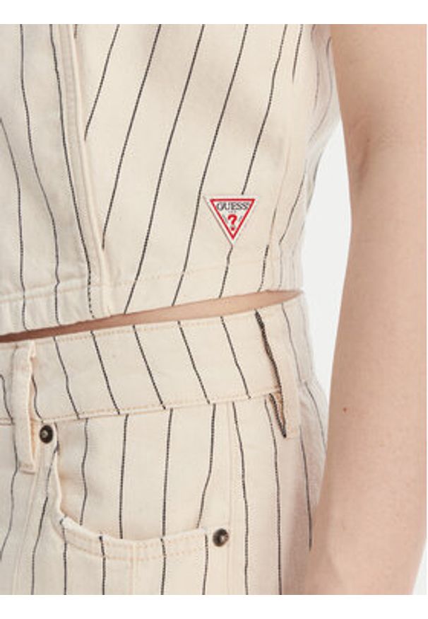 Guess Jeans Kamizelka W6GHZ9 D7961 Écru Slim Fit. Kolor: kremowy. Materiał: bawełna
