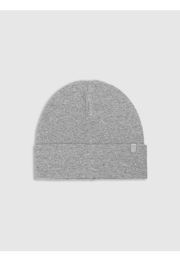 4f - Czapka beanie dziecięca - szara. Kolor: szary. Materiał: bawełna, dzianina, materiał. Sezon: wiosna. Styl: sportowy, casual, klasyczny