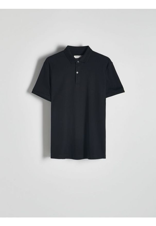 Reserved - Koszulka polo slim - czarny. Typ kołnierza: polo. Kolor: czarny. Materiał: bawełna, dzianina