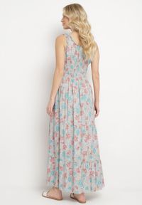 Born2be - Miętowa Rozkloszowana Sukienka Bawełniana w Kwiatowy Print z Guzikami Jamallia. Okazja: na co dzień. Kolor: miętowy. Materiał: bawełna. Wzór: kwiaty, nadruk. Typ sukienki: proste. Styl: klasyczny, casual #5